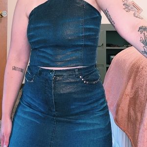 y2k denim two piece set